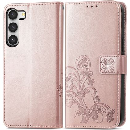 Mobigear Clover Samsung Galaxy A14 Hülle Klapphülle Geldbörse - Roségold