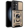 Mobigear Armor Ring Cam Slide Samsung Galaxy S24 FE Hülle Hardcase Backcover Stoßfest mit Ringhalter und Kamera Slider - Gold