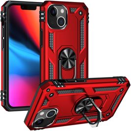 Mobigear Armor Ring iPhone 14 Hülle Hardcase Backcover Stoßfest mit Ringhalter - Rot