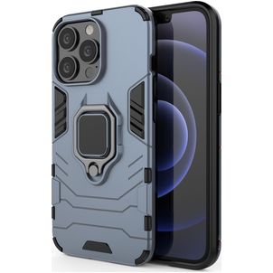 Mobigear Armor Ring iPhone 13 Pro Hülle Hardcase Backcover Stoßfest mit Ringhalter - Blau