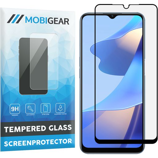 Mobigear Premium OPPO A16 Panzerglas Gehärtetes Glas Displayschutz - Hüllenfreundlich - Schwarz