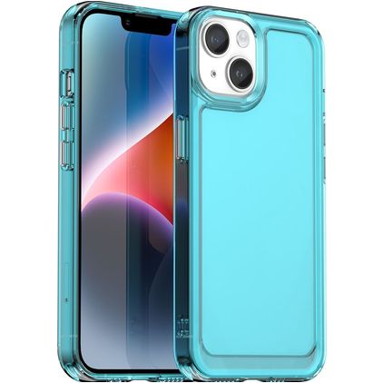 Mobigear Crystal iPhone 15 Plus Hülle Flexibles TPU Backcover - Blau