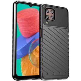 Mobigear Groove Samsung Galaxy M33 Hülle Flexibles TPU Backcover - Schwarz