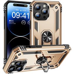 Mobigear Armor Ring iPhone 16 Pro Hardcase Backcover Shockproof mit Ringhalter - Gold