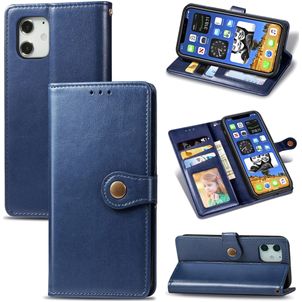 Mobigear Snap Button iPhone 12 Hülle Klapphülle Geldbörse - Blau