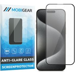 Mobigear Premium iPhone 15 Pro Panzerglas Gehärtetes Glas Displayschutz Anti-Glare - Hüllenfreundlich - Schwarz