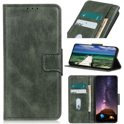 Mobigear Classy Samsung Galaxy S21 FE Hülle Klapphülle Geldbörse - Grün