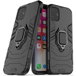 Mobigear Armor Ring iPhone 11 Hülle Hardcase Backcover Stoßfest mit Ringhalter - Schwarz