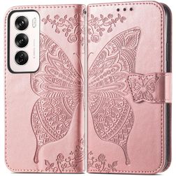 Mobigear Butterfly OPPO Reno 12 Pro Klapphülle Portemonnaie - Roségold