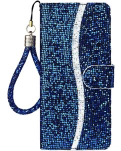 Mobigear Glitter iPhone 12 Pro Hülle Klapphülle Geldbörse - Blau