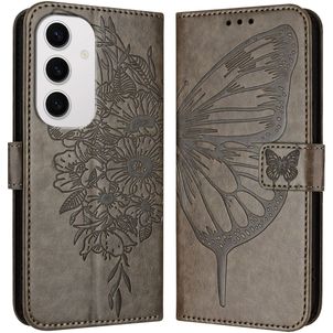 Mobigear Butterfly Samsung Galaxy S24 FE Hülle Klapphülle Geldbörse - Grau