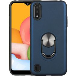 Mobigear Armor Ring Samsung Galaxy A01 Hülle Hardcase Backcover Stoßfest mit Ringhalter - Blau