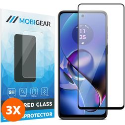 Mobigear Premium Motorola Moto G54 Panzerglas Gehärtetes Glas Displayschutz - Hüllenfreundlich - Schwarz (3er Pack)