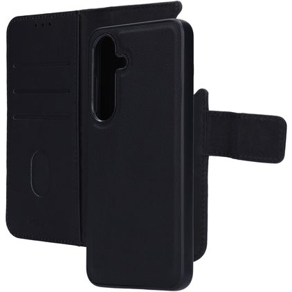 Mobiparts Samsung Galaxy S25 Hülle Echtes Leder Abnehmbare 2in1 Klapphülle Geldbörse - Schwarz