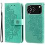 Mobigear Flowers iPhone 17 Pro Hülle Klapphülle Geldbörse - Grün