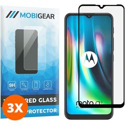 Mobigear Premium Motorola Moto G9 Play Panzerglas Gehärtetes Glas Displayschutz - Hüllenfreundlich - Schwarz (3er Pack)