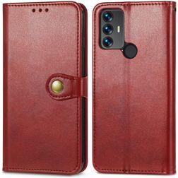 Mobigear Snap Button TCL 30 SE Hülle Klapphülle Geldbörse - Rot