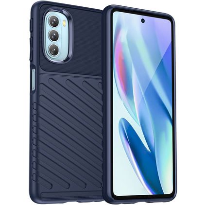 Mobigear Groove Motorola Moto G51 5G Hülle Flexibles TPU Backcover - Blau