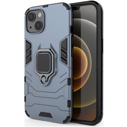 Mobigear Armor Ring iPhone 13 Hülle Hardcase Backcover Stoßfest mit Ringhalter - Blau
