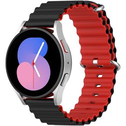 Mobigear Ocean Silikon Smartwatch Armband Dornschließe - 22 mm - Schwarz / Rot