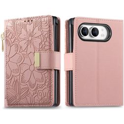 Mobigear Flowers iPhone Duo Klapphülle Portemonnaie - Pink