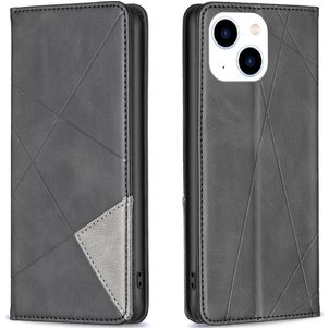 Mobigear Rhombus Slim iPhone 15 Hülle Klapphülle - Schwarz