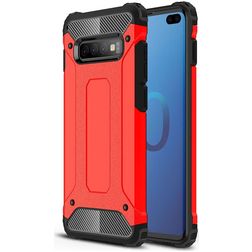 Mobigear Outdoor Samsung Galaxy S10 Plus Hülle Hardcase Backcover Stoßfest - Rot