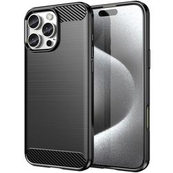 Mobigear Brushed Slim iPhone 16 Pro Max Hülle Flexibles TPU Backcover - Schwarz