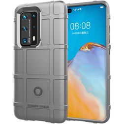 Mobigear Rugged Shield Huawei P40 Pro Plus Hülle Flexibles TPU Backcover Stoßfest - Grau