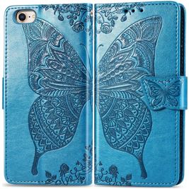 Mobigear Butterfly iPhone SE (2020) Hülle Klapphülle Geldbörse - Blau