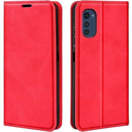 Mobigear Retro Slim Motorola Moto E32 Hülle Klapphülle Geldbörse - Rot