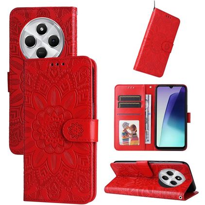 Mobigear Sunflower Xiaomi Redmi 14C Hülle Klapphülle Geldbörse - Rot