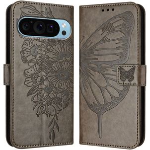 Mobigear Butterfly Google Pixel 9 Pro XL Hülle Klapphülle Geldbörse - Grau