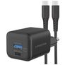 Mobilize Wall Charger Dual USB / USB-C USB-C 1.2 Meter Power Delivery 30W - Schwarz
