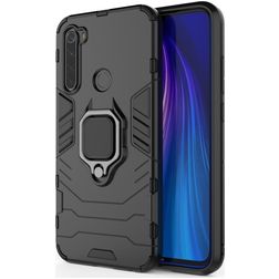 Mobigear Armor Ring Xiaomi Redmi Note 8 Hülle Hardcase Backcover Stoßfest mit Ringhalter - Schwarz