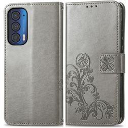 Mobigear Clover Motorola Edge (2021) Hülle Klapphülle Geldbörse - Grau
