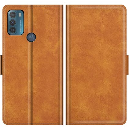 Mobigear Slim Magnet Motorola Moto G50 Hülle Klapphülle Geldbörse - Cognac