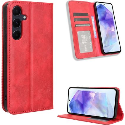Mobigear Sensation Samsung Galaxy A35 Hülle Klapphülle Geldbörse - Rot