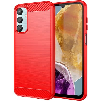 Mobigear Brushed Slim Samsung Galaxy M15 Hülle Flexibles TPU Backcover - Rot