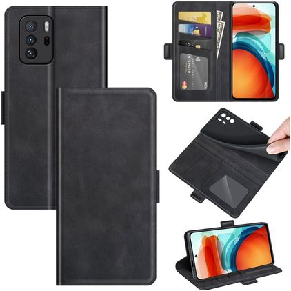 Mobigear Slim Magnet POCO X3 GT Hülle Klapphülle Geldbörse - Schwarz
