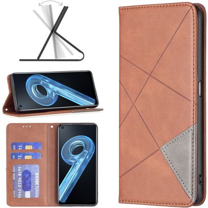 Mobigear Rhombus Slim Realme 9i Hülle Klapphülle - Braun