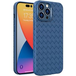 Mobigear Woven iPhone 14 Pro Hülle Flexibles TPU Backcover - Dunkelblau