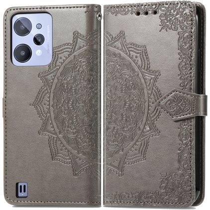 Mobigear Mandala Realme C31 Hülle Klapphülle Geldbörse - Grau