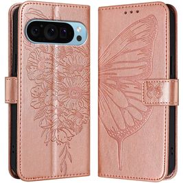 Mobigear Butterfly Google Pixel 9 Pro XL Hülle Klapphülle Geldbörse - Roségold