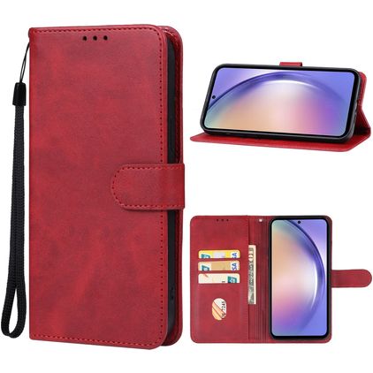 Mobigear Retro Samsung Galaxy A55 Hülle Klapphülle Geldbörse - Rot