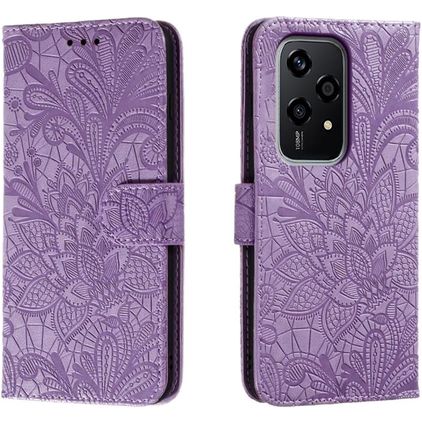 Mobigear Flowers HONOR 200 Lite Hülle Klapphülle Geldbörse - Lila