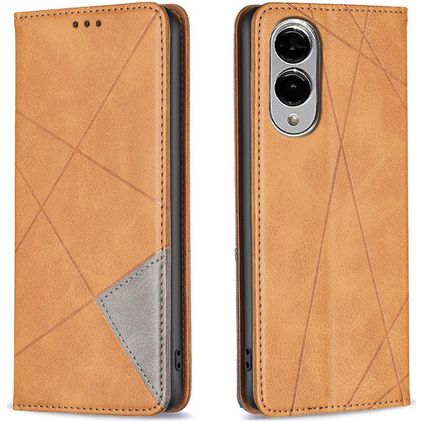 Mobigear Rhombus Slim Samsung Galaxy S25 Edge Hülle Klapphülle - Cognac