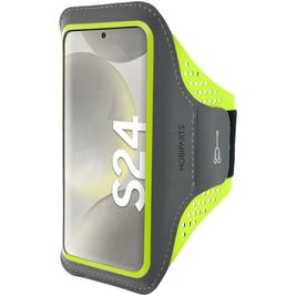 Mobiparts Comfort Fit Handyhalterung Joggen Samsung Galaxy S24 Sporthülle Neopren Sportarmband - Neon Green