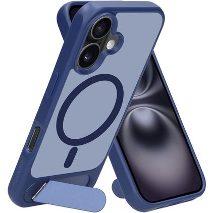 Mobiparts Hardcover iPhone 16 MagSafe Hülle Hardcase Backcover mit Ständer - Satin Blue