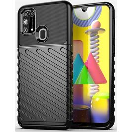 Mobigear Groove Samsung Galaxy M31 Hülle Flexibles TPU Backcover - Schwarz
